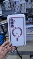 Kifaa cha Pink Electroplated Clear chenye Pete ya MagSafe kwa Samsung Galaxy A55 - 1