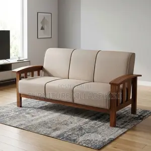 7-Seater Fabric Office Sofa - Brown