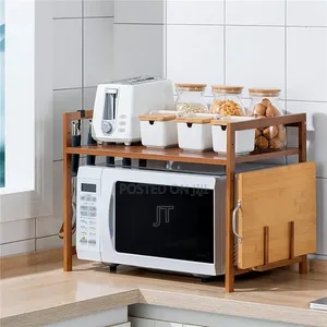 Multilayer Adjustable Microwave Stand na Hooks
