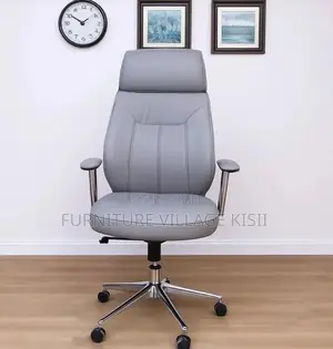 Gray Leather Executive Office Chair