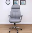 Gray Leather Executive Office Chair - 1