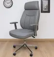 Gray Leather Executive Office Chair - 3
