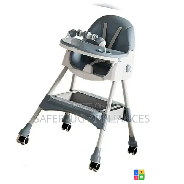 Baby Feeding Chair with Wheels - Grey - 1