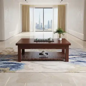 Executive Mahogany Brown Polished Modern Coffee Table
