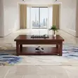 Executive Mahogany Brown Polished Modern Coffee Table - 1
