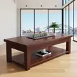 Executive Mahogany Brown Polished Modern Coffee Table - 2