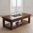 Executive Mahogany Brown Polished Modern Coffee Table - 3
