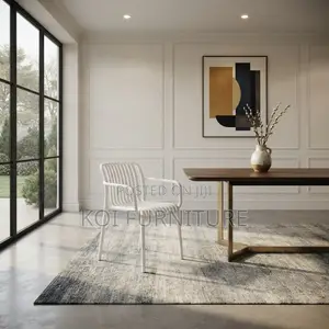 White Mid Back Dining Chairs with Armrests