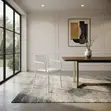 White Mid Back Dining Chairs with Armrests - 1