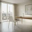 White Mid Back Dining Chairs with Armrests - 2