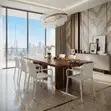 White Mid Back Dining Chairs with Armrests - 4