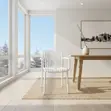 White Mid Back Dining Chairs with Armrests - 5