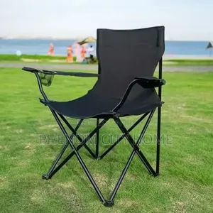 Portable Steel Oxford Camping Chair with Armrest & Cup Holder