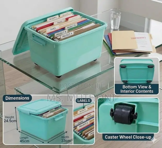 Mobile File Organizer Box na Magurudumu - 1
