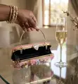 3D Floral-Embellished Evening Box Clutch Bag - 2
