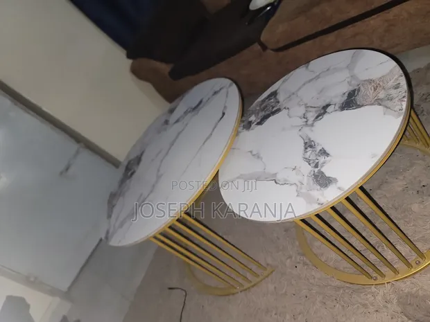 Marble Dining Table Set with Golden Stands - 1