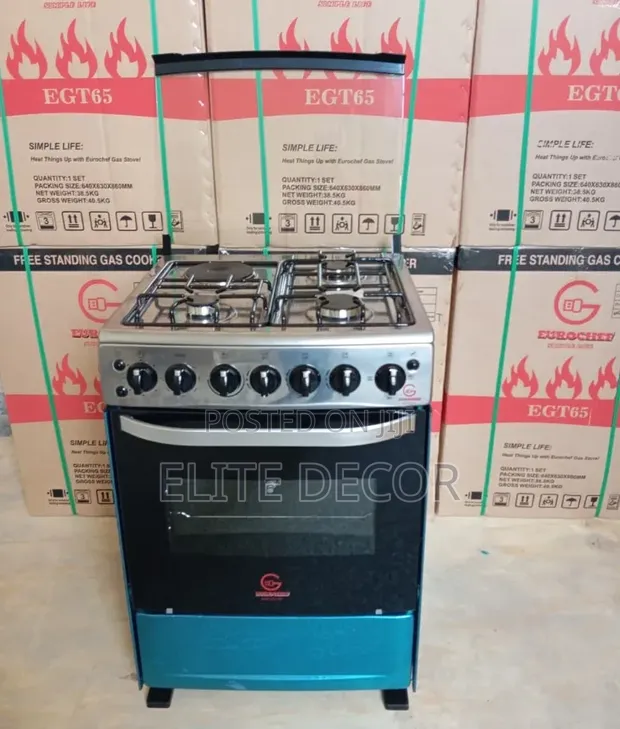 Eurochef 60x65 Freestanding Cooker - 3 Gas Burners + 1 Electric Oven - 1