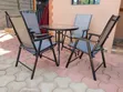 4-Seater Foldable Outdoor Dining Set with Glass Table - 4