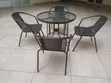 4-Seater Outdoor Mesh Dining Set with Round Glass Table - 1