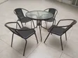 4-Seater Outdoor Mesh Dining Set with Round Glass Table - 3