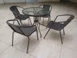 4-Seater Outdoor Mesh Dining Set with Round Glass Table - 5