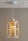 Elegant White Geometric Cage Pendant Light - 2
