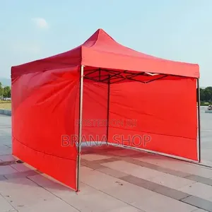 Gazebo ya Kujitokeza ya Rangi Nyekundu 3m x 3m na Kuta 3