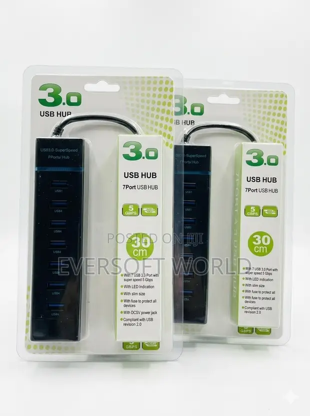 3.0 High Speed USB Hub with 7 Ports - 1