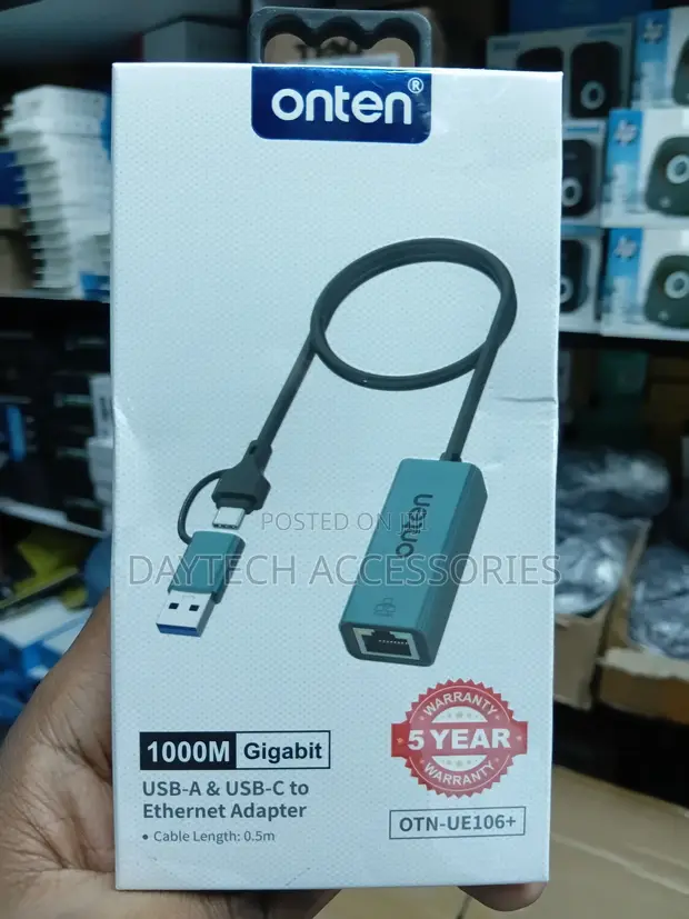 Onten OTN-UE106+ USB-A/USB-C to Gigabit Ethernet Adapter - 1