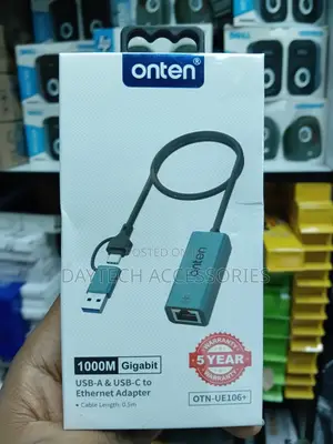 Onten OTN-UE106 USB-A/USB-C kwa Adapta ya Ethernet ya RJ45