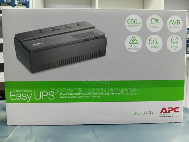 APC Easy UPS 650VA 375W Battery Backup Surge Protection - Nyeusi - 1