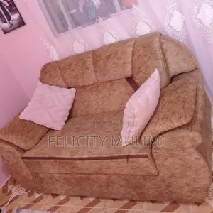 2 Seater Brown Fabric Sofa