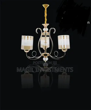 Chandelier ya Mikono 3 - Dhahabu & Chrome