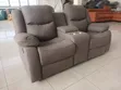 Kochi ya Recliner ya Viti 2 ya Kitambaa Nyeusi Nyeusi - 3