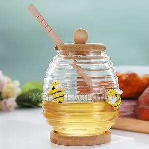 High Borosilicate Glass Honey Canister with Stirring Rod