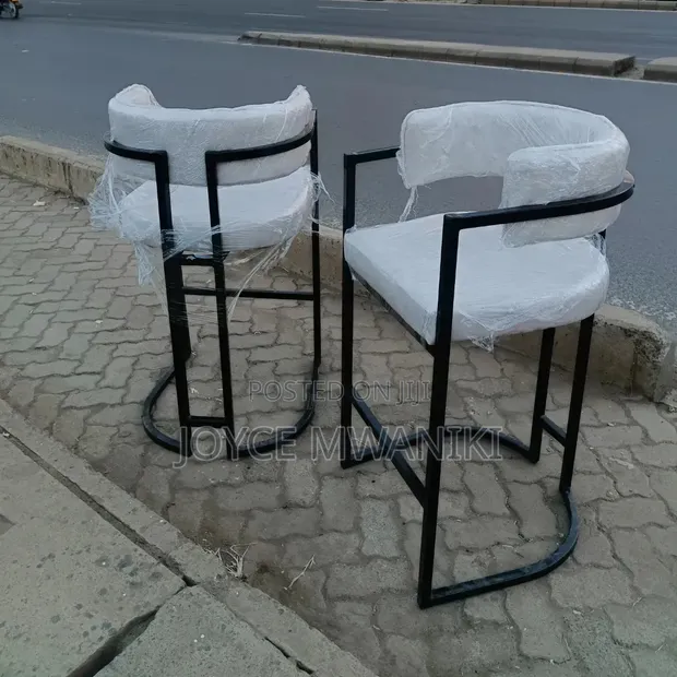 Modern High Counter Chairs, Black and White - 1