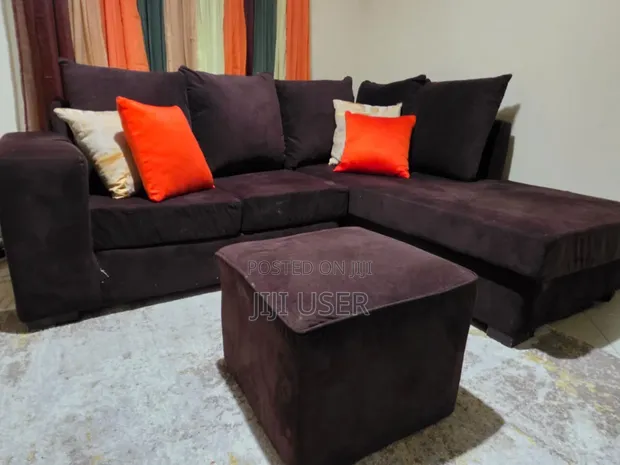 5-Seater L-Shaped Sofa with Ottoman - 1