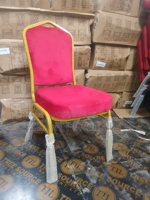 Red Gold Fabric Banquet Chair