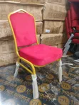 Red Gold Fabric Banquet Chair - 2