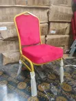 Red Gold Fabric Banquet Chair - 4