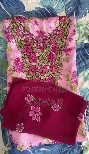 Dubai Mukhawar Fabric Unstitched - Baby Pink