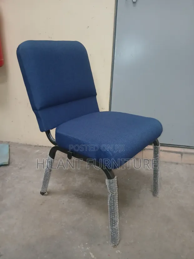 Blue Fabric Visitor Chair - Padded Office Conference Chair - 1