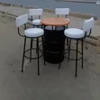 Bar Set: White Chairs & Custom Drum Table - 2