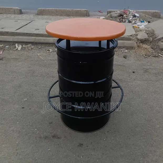 Meza ya Drum Nyeusi Iliyobinafsishwa na Kifuniko cha Marumaru cha Rangi ya Kahawia Mwepesi - 1