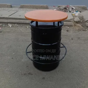 Meza ya Drum Nyeusi Iliyobinafsishwa na Kifuniko cha Marumaru cha Rangi ya Kahawia Mwepesi