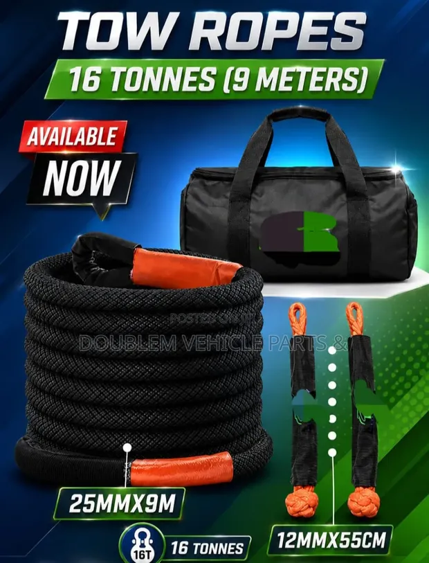 Heavy Duty Towing Rope - 16 Tonne / 9m SUV/Truck Recovery - 1