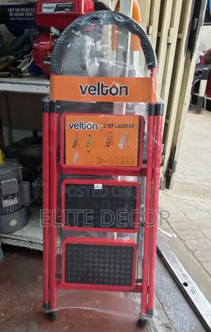 Velton 3-Step Folding Steel Ladder with Safety Handrail