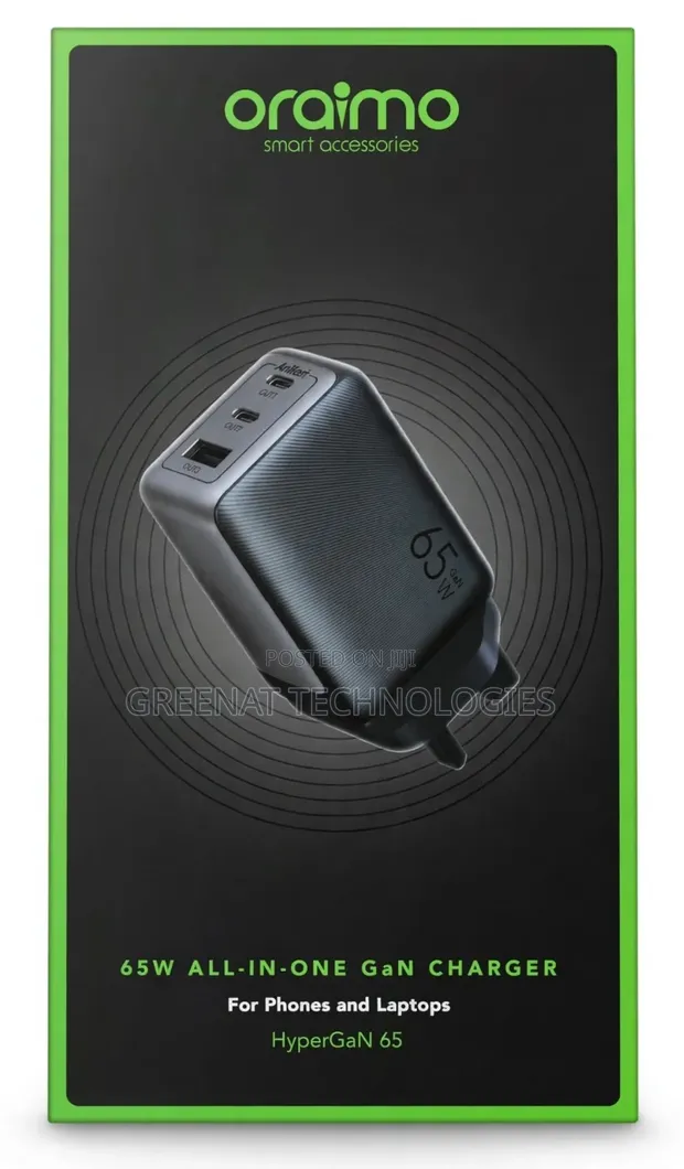 Oraimo 65W HyperGaN Charger for Laptop & Phone - 1