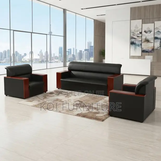 Seti ya Sofa ya Ngozi ya Executive ya Viti 5 kwa Ofisi - 1