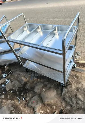 Trolley ya Chakula ya Hospitali ya Chuma cha Kutuliza (4ft)
